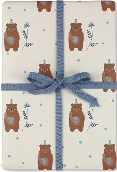 Ava&Yves - Geschenkpapier Bären / Hütchen, blau