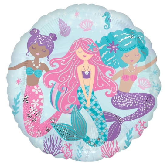 Folienballon - Schimmernde Meerjungfrau - Mermaid - rund - 43 cm