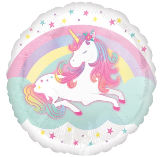 Folienballon - zauberhaftes Einhorn - Unicorn - rund - 43 cm