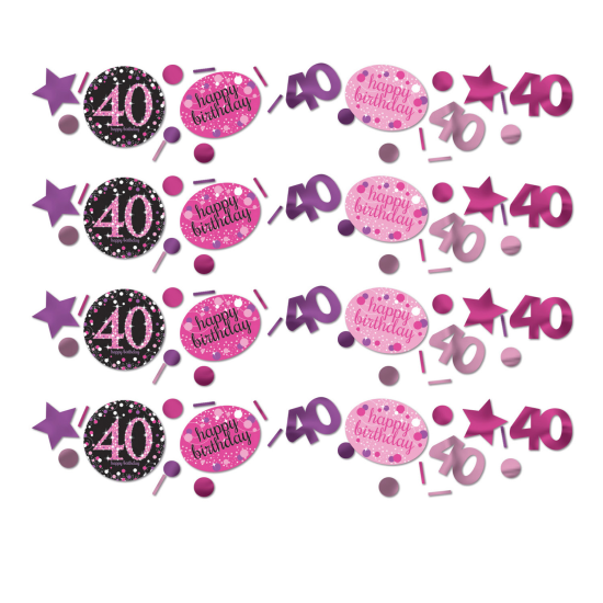 Streudeko - Metallic - Konfetti - Happy Birthday - "40" - pink - 34g