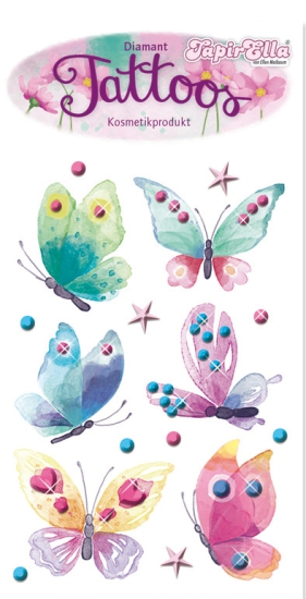 Lutz Mauder - temporäre Tattoos - TapirElla - Schmetterlinge mit Diamanten