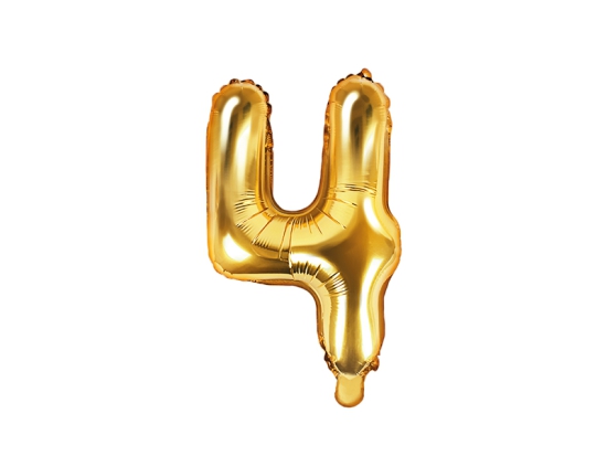 Folienballon - "4" - gold - metallic - 35 cm