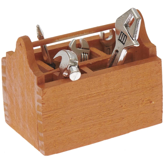 Rico Design - Wichtel - Miniatur Werkzeugkoffer mit Werkzeug - 7teilig