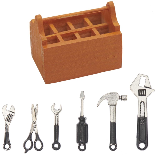 Rico Design - Wichtel - Miniatur Werkzeugkoffer mit Werkzeug - 7teilig