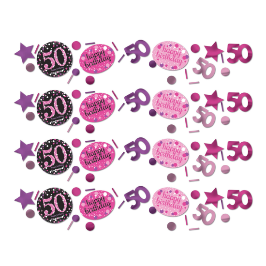 Streudeko - Metallic - Konfetti - Happy Birthday - "50" - pink - 34g