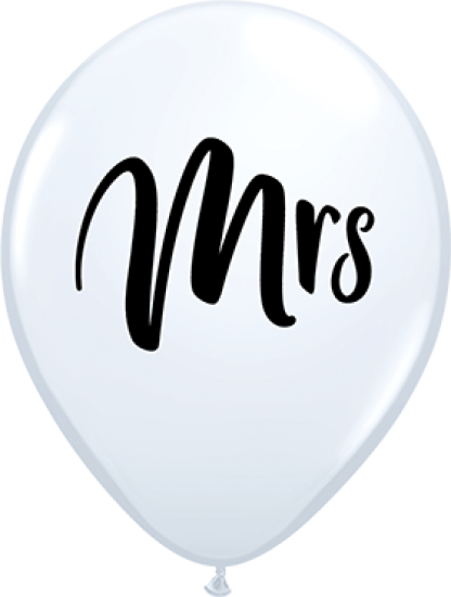 Latexballon - weiß - Mrs - Hochzeit - 28 cm