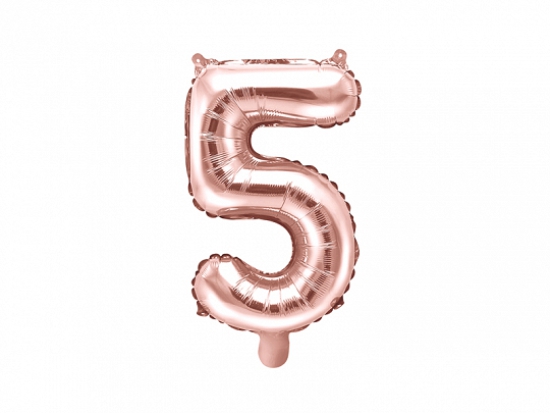 Folienballon - "5" - roségold - metallic - 35 cm