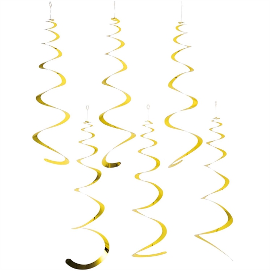 Rico Design - YEY! Let's Party - goldene Spiralluftschlangen - 60cm - 6 Stück