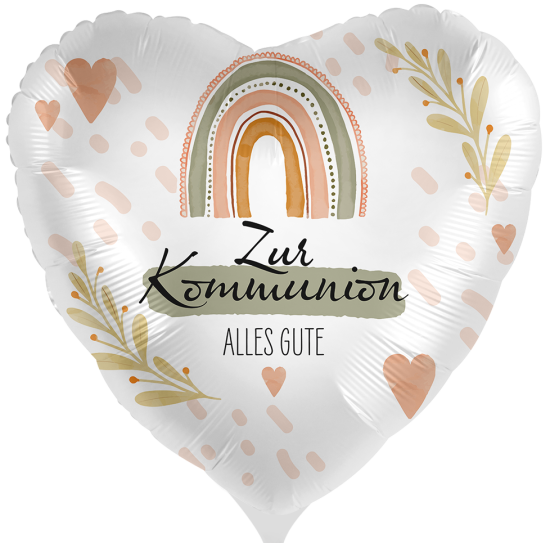 Folienballon - Kommunion - Boho Regenbogen - Herz - 43 cm