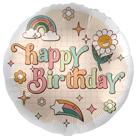 Folienballon - Happy Birthday - Retro - Groovy Birthday