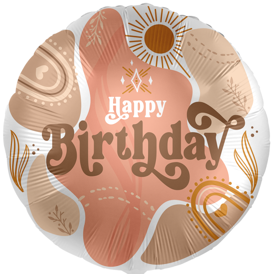 Folienballon - Happy Birthday - Boho Birthday - Rund - 43 cm
