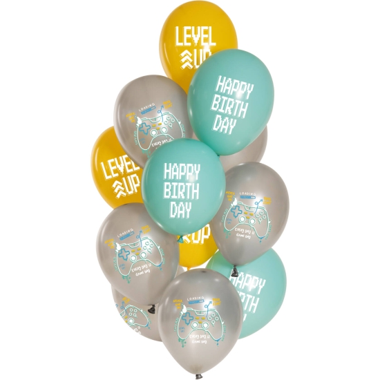 Premium Latexballon Set - 12 Ballons - Birthday Gamer - Controller - Gaming - 33 cm