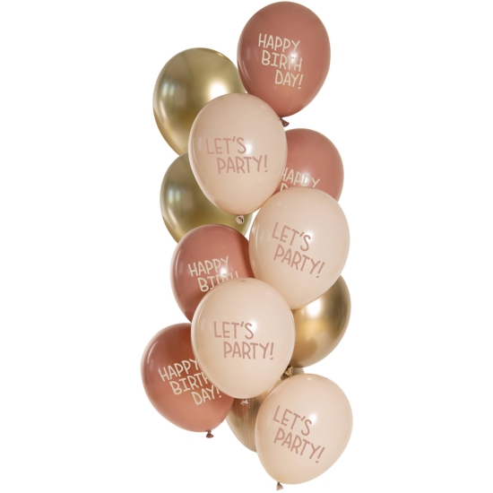 Premium Latexballon Set - 12 Ballons Golden Blossom - 33 cm