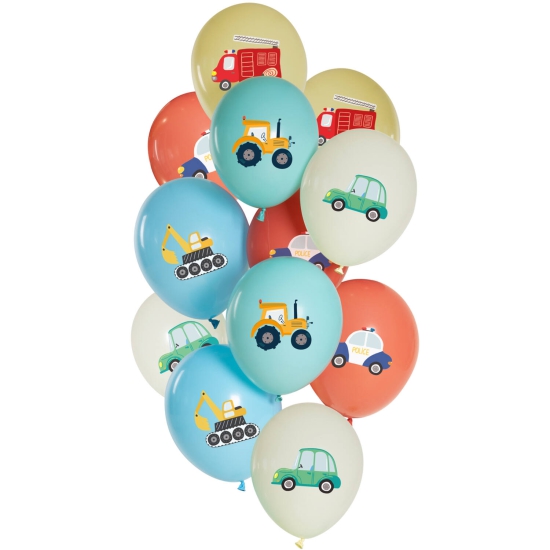Premium Latexballon Set - 12 Ballons - Fahrzeuge - Car Party - 33 cm