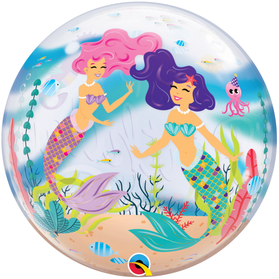 XL Ballon -  Bubble - Happy Birthday - Meerjungfrau
