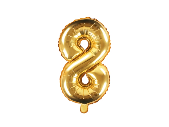 Folienballon - "8" - gold - metallic - 35 cm