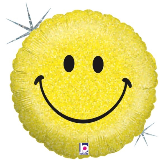 Folienballon - Emoji - Smiley - Holografisch - glitzernd - 46 cm