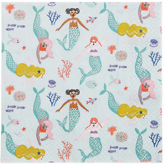 Rico Design - YEY! Let's Party - Servietten Mermaid Meerjungfrau - 33x33cm - 20 Stück