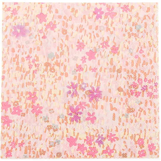 Rico Design -YEY! Let's Party - Servietten - Crafted Nature - Blumenwiese - rosa - 33x33cm - 20 Stück