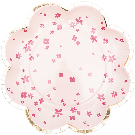 Rico Design - YEY! Let's Party -  Pappteller Blume - Blüten - rosa - 21cm - 12 Stück