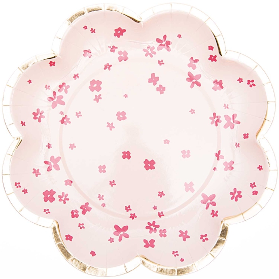 Rico Design - YEY! Let's Party -  Pappteller Blume - Blüten - rosa - 21cm - 12 Stück