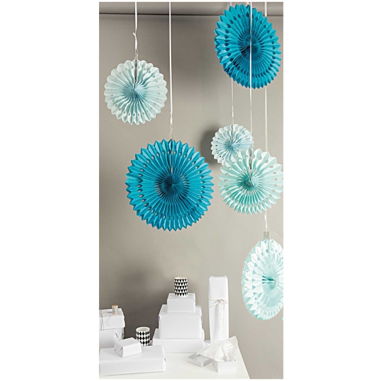 Rico Design - YEY! Let's Party -  Wabenpapier Blumen - aqua - 3 Stück