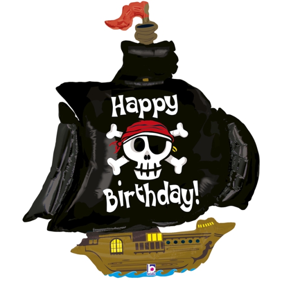 XXL Folienballon - Happy Birthday - Piratenschiff - 117 cm