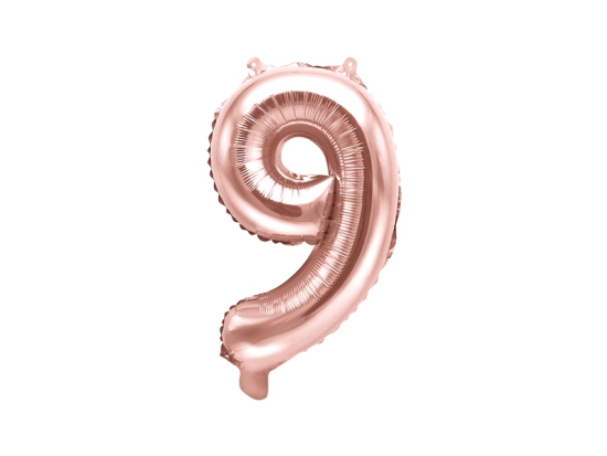 Folienballon - "9" - roségold - metallic - 35 cm