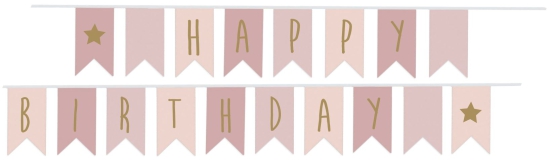 Jabadabado - Buchstabengirlande - Wimpelkette - Happy Birthday - Rosa