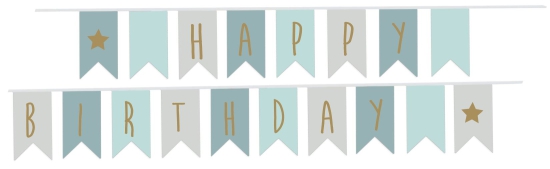 Jabadabado - Buchstabengirlande - Wimpelkette - Happy Birthday - blau