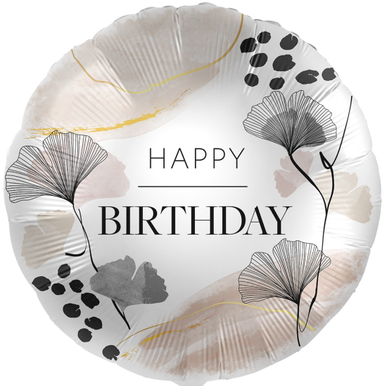 Folienballon - Happy Birthday - Elegante Geburtstagsfeier - rund - 43 cm