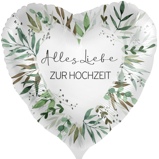 Folienballon - Alles Liebe zur Hochzeit - edles grün - Herz - 43 cm