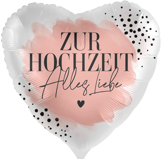 Folienballon - Zur Hochzeit - Alles Liebe - rosegold - Herz - 43 cm