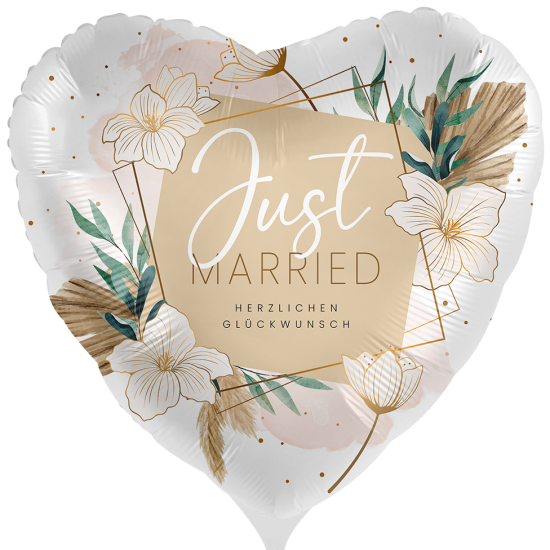 Folienballon - Just Married - Boho - Herz - 43 cm