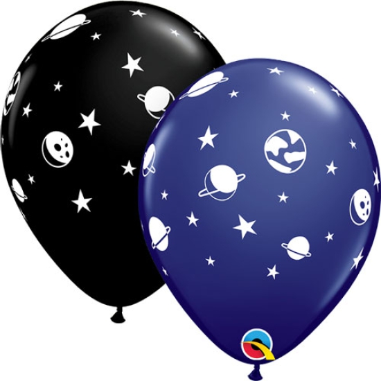 Latexballon - Astonaut - Weltall - Blau - Schwarz - 28 cm