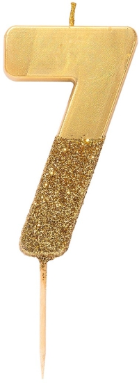 Talking Tables - Wir lieben Geburtstage - Tortenkerze "7" - gold Glitter