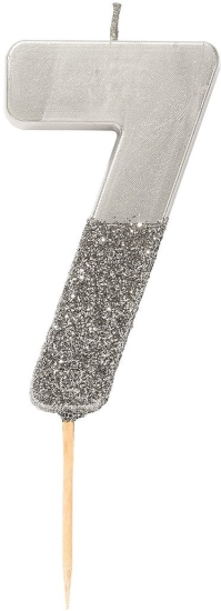 Talking Tables - Wir lieben Geburtstage - Tortenkerze "7" - silber Glitter