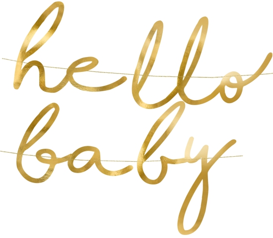 Buchstabengirlande - "hello baby" - gold - metallic - 200 cm