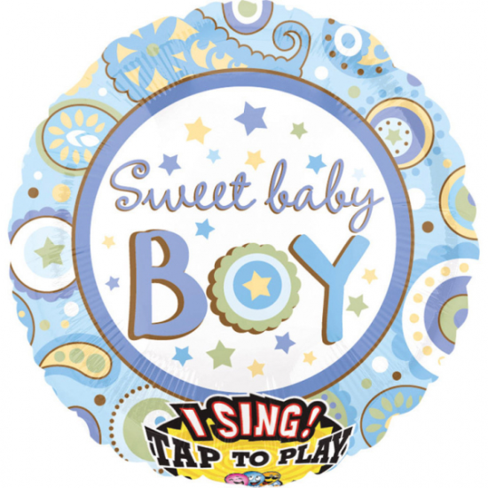 XL Folienballon - singend - Sweet Baby Boy - 71 cm
