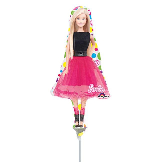 Folienballon am Stab - luftgefüllt - Barbie - 37 cm