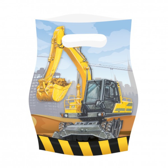 8 Partytüten - Baustelle - Bagger  - Party
