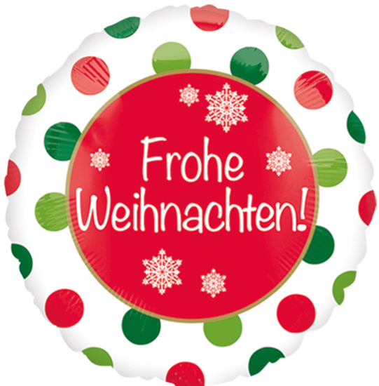 Folienballon - Frohe Weihnachten - rund - Dots - 43 cm