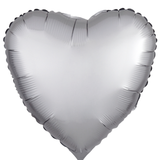 Folienballon - Herz - Seide - Silber - 43 cm