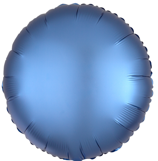 Folienballon - rund - Azurblau - Seide - Silk - 43 cm