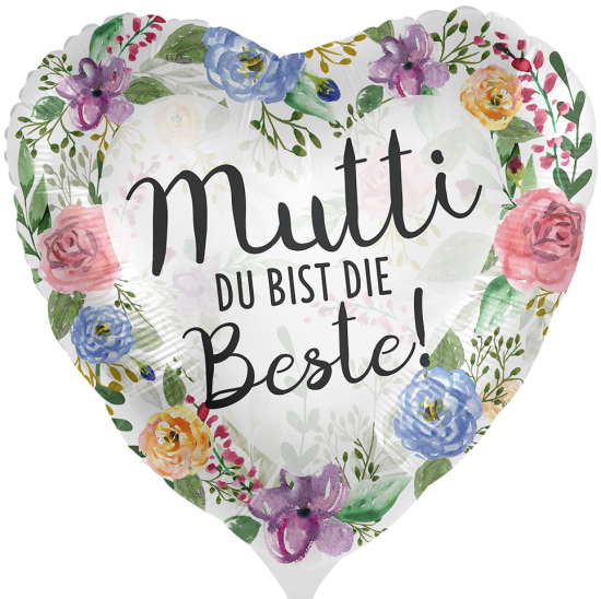 Folienballon - Mutti ist die Beste - Satin - Herz - 43 cm