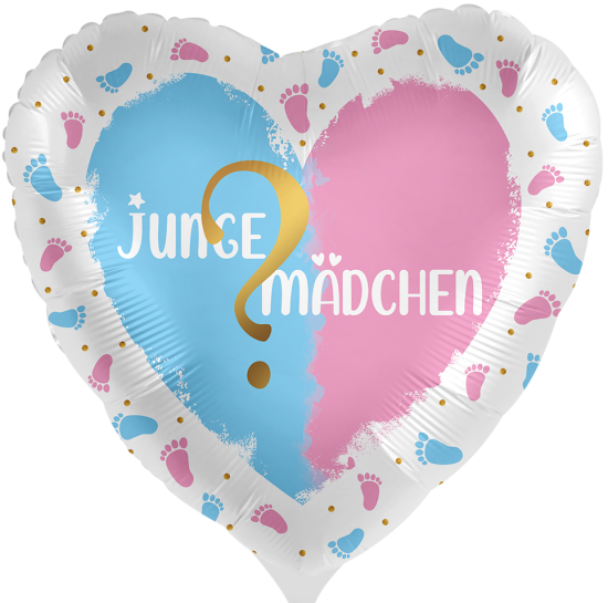 Folienballon - Gender Reveal - Junge oder Mädchen - Herz - 43 cm