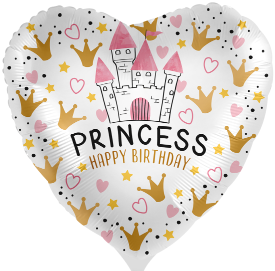 Folienballon "Happy Birthday - Magische Prinzessinnenparty - 43 cm