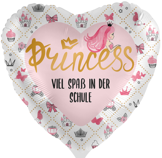 Folienballon - Schulanfang - Princess - Herz - 43 cm