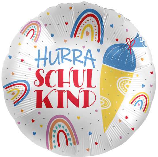 Folienballon - Hurra - Schulkind - Einschulung - rund - 43 cm