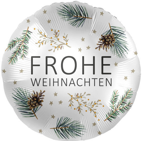 Folienballon - Frohe Weihnachten - Greenery - rund - 43 cm